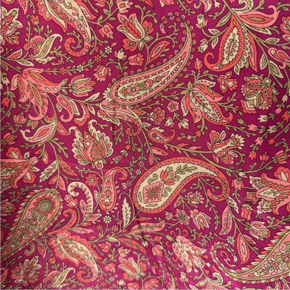 SOLD Vibrant Boho Tie Blouse Size XL Top Flutter Sleeves Paisley Floral Silk - Picture 5 of 8